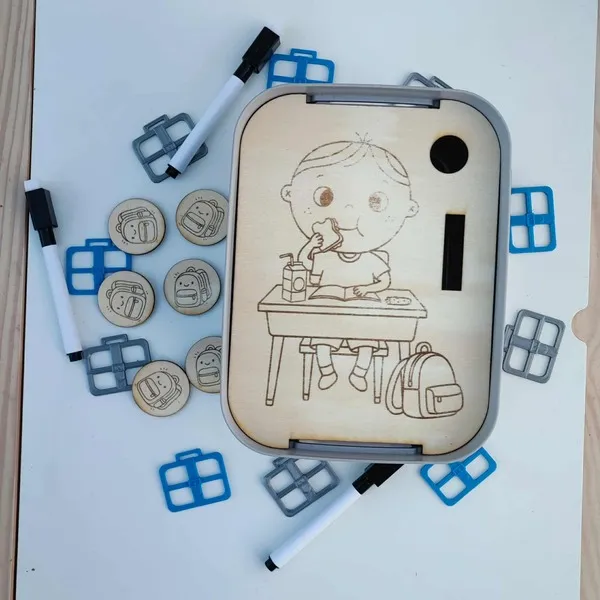 Insert Montessori en bois goûter d’enfant avec jetons cartables et accessoires éducatifs