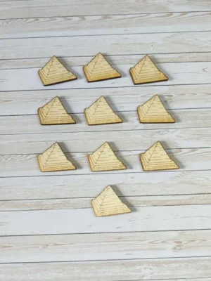 Jetons en bois en forme de pyramide gravée pour jeux éducatifs et activités à thème Égypte