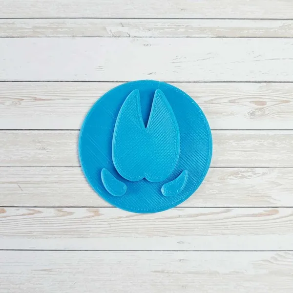 Empreinte de sabot imprimée en 3D bleue, forme sensorielle pour activités de motricité fine et apprentissage des animaux