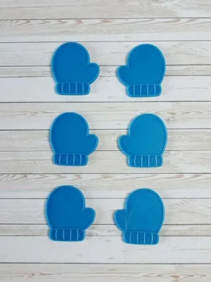 Moufles bleues imprimées en 3D, accessoires d’hiver pour activités sensorielles et jeux éducatifs