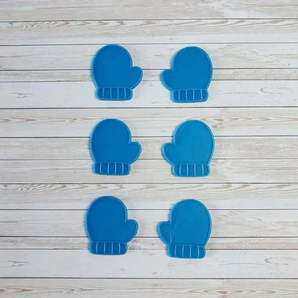 Moufles bleues imprimées en 3D, accessoires d’hiver pour activités sensorielles et jeux éducatifs
