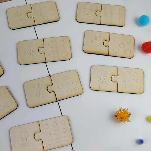 Puzzle en bois Montessori chiffres et quantités de 1 à 9 pour apprentissage des nombres