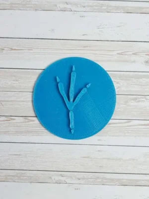 Empreinte d’oiseau bleue imprimée en 3D, modèle circulaire en PLA biodégradable pour activités Montessori et reconnaissance des traces d’animaux
