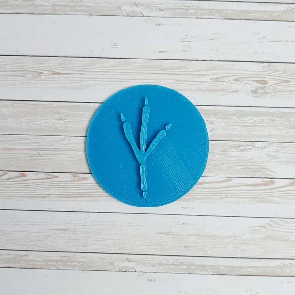 Empreinte d’oiseau bleue imprimée en 3D, modèle circulaire en PLA biodégradable pour activités Montessori et reconnaissance des traces d’animaux