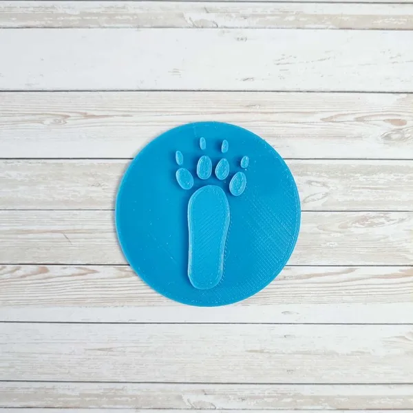 Empreinte d’ours bleue imprimée en 3D, forme ronde en PLA écologique pour activités sensorielles et apprentissage des traces d’animaux