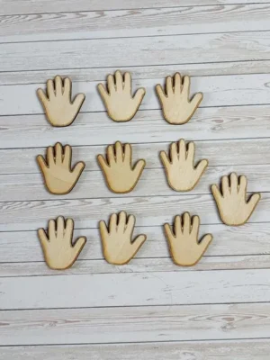 Petites mains en bois découpées au laser, jetons éducatifs pour activités sensorielles et manuelles