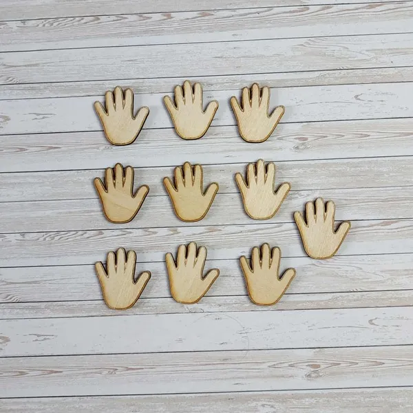 Petites mains en bois découpées au laser, jetons éducatifs pour activités sensorielles et manuelles