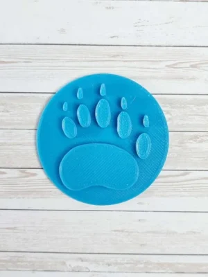 Empreinte d’ours bleue en impression 3D, modèle ovale en PLA écologique pour activités sensorielles et apprentissage des animaux