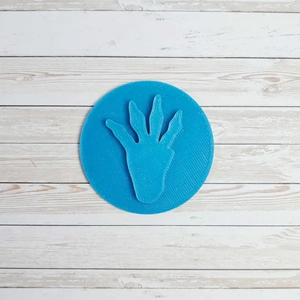 Empreinte de grenouille bleue en impression 3D, modèle rond en PLA écologique pour apprentissage des traces d’animaux et activités sensorielles