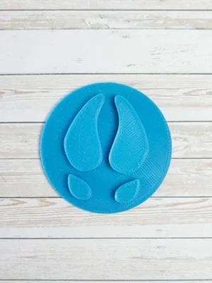 Empreinte de cerf bleue imprimée en 3D, forme ronde en PLA biodégradable pour activités pédagogiques et jeux sensoriels enfants