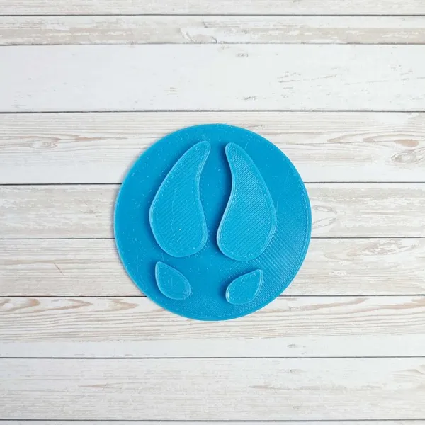 Empreinte de cerf bleue imprimée en 3D, forme ronde en PLA biodégradable pour activités pédagogiques et jeux sensoriels enfants