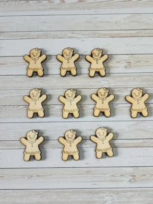 Jetons en bois en forme de bonhomme pain d’épices pour activités créatives et jeux éducatifs de Noël