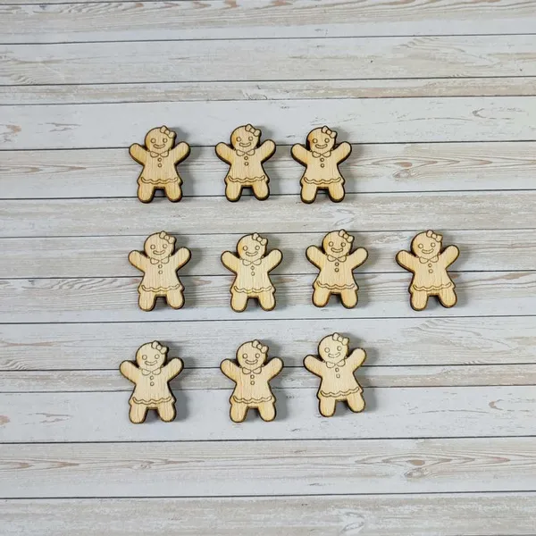 Jetons en bois en forme de bonhomme pain d’épices pour activités créatives et jeux éducatifs de Noël