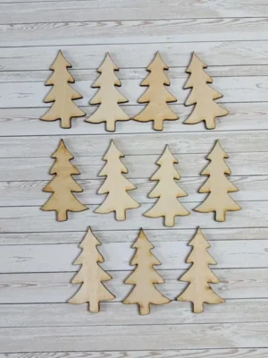 Sapin de Noël en bois découpé au laser, formes naturelles pour décoration ou activités manuelles