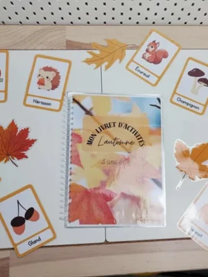 Livret d’activités sur le thème de l’automne accompagné de cartes illustrées pédagogiques pour enfants