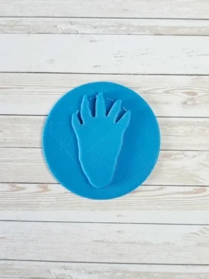 Empreinte de patte d’animal aquatique bleue imprimée en 3D, forme ronde en PLA pour activité sensorielle et apprentissage Montessori