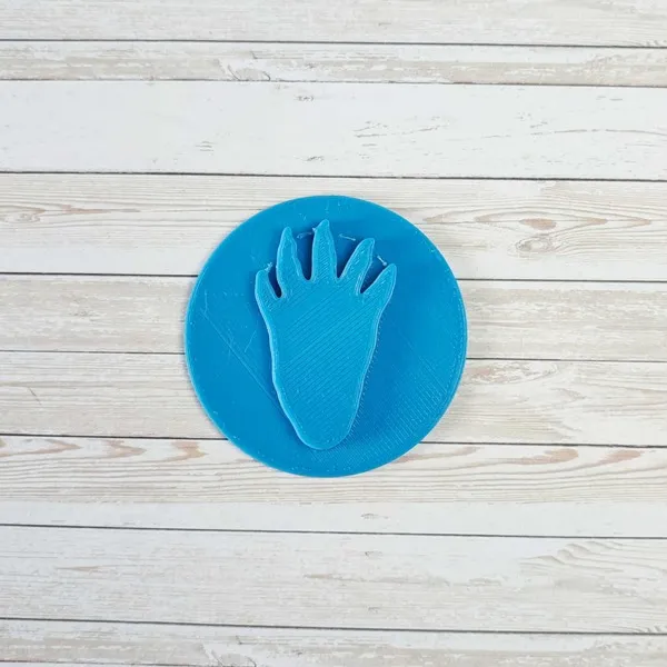 Empreinte de patte d’animal aquatique bleue imprimée en 3D, forme ronde en PLA pour activité sensorielle et apprentissage Montessori