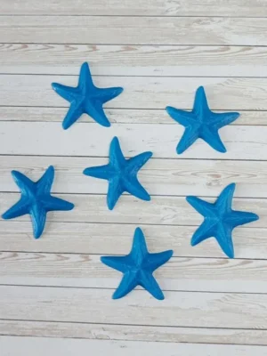 Étoiles de mer bleues imprimées en 3D, formes marines pour activités sensorielles et jeux pédagogiques sur le thème de l’océan