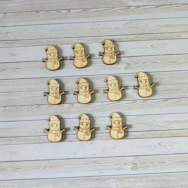 Jetons en bois en forme de bonhomme de neige gravé pour activités éducatives et jeux de Noël
