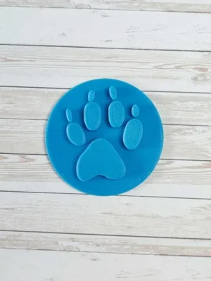 Empreinte de patte imprimée en 3D bleue, forme ronde en plastique PLA pour activité éducative et apprentissage sensoriel des animaux