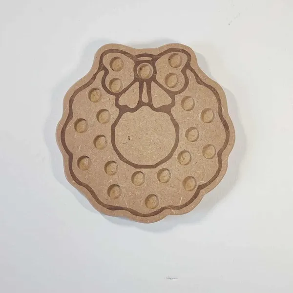 Plateau en bois en forme de couronne de Noël gravée avec nœud, support Montessori pour la motricité fine des enfants