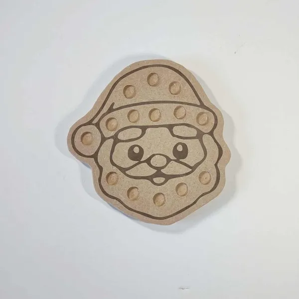 Plateau de motricité fine en bois MDF gravé du visage du Père Noël, support éducatif pour activité sensorielle Montessori de Noël
