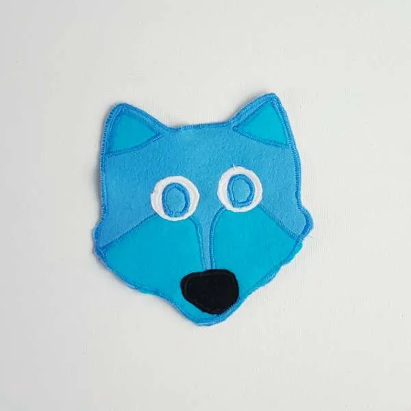 Masque de loup en feutrine bleue pour activité enfant et jeu symbolique