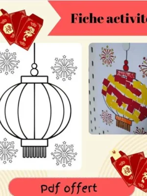 Fiche activité lanterne chinoise à colorier et décorer – PDF gratuit Nouvel An chinois enfants