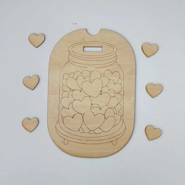 Insert Trofast en bois bocal rempli de cœurs pour activité sensorielle et motricité fine enfant