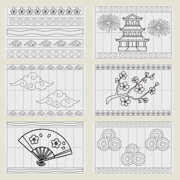 Planches de lanternes chinoises à colorier avec motifs traditionnels pour enfants – Nouvel An chinois