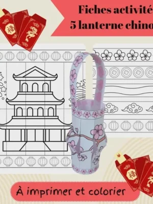 Fiches activités lanternes chinoises à imprimer et colorier pour enfants – Nouvel An chinois
