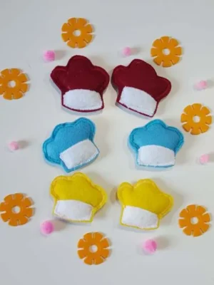Toques de cuisinier en feutrine colorées pour jeu éducatif enfant