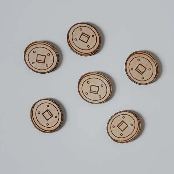 Pièces chinoises en bois gravées pour jeu éducatif et activité sensorielle thème Nouvel An chinois