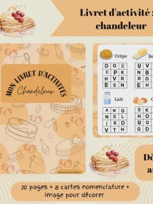 Livret d’activités Chandeleur enfant avec jeux autour des crêpes et des ingrédients