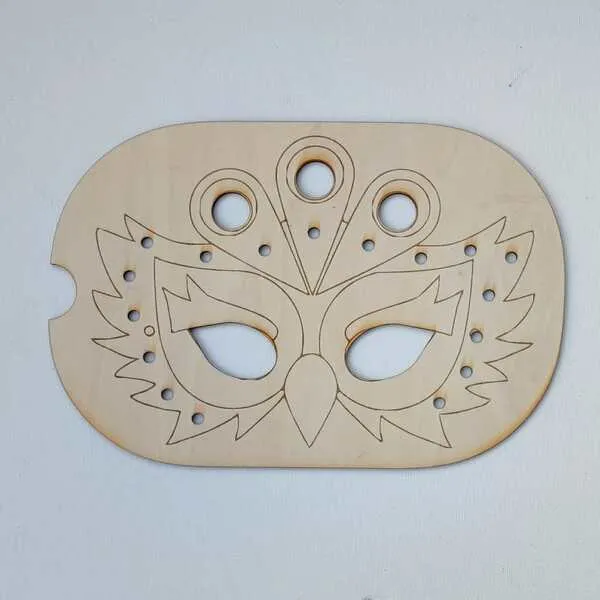 Masque de carnaval en bois brut à décorer pour activité créative et motricité fine enfant