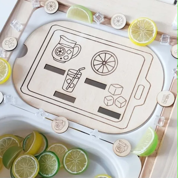 Insert bois limonade activité association citron verre glaçons enfant