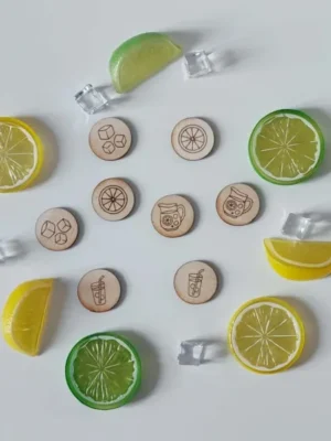 Jetons bois limonade avec citron glaçons activité sensorielle enfant