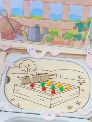 Plateau motricité fine potager enfant tri légumes activité éducative bois