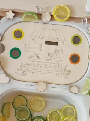 Insert bois limonade stand avec couleurs activité tri enfant
