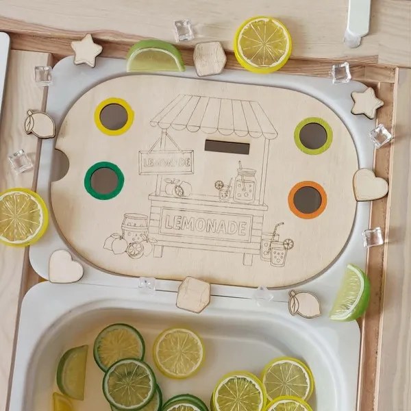 Insert bois limonade stand avec couleurs activité tri enfant