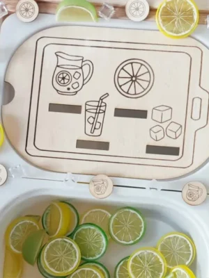 Insert limonade bois association images citron verre glaçons activité enfant