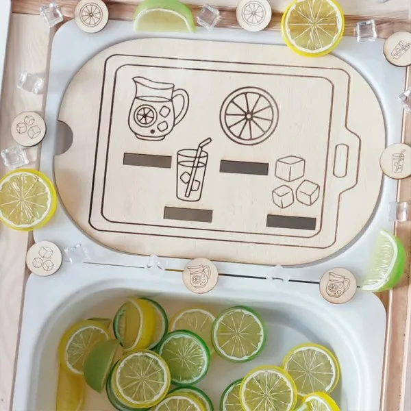 Insert limonade bois association images citron verre glaçons activité enfant