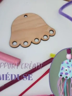 Support méduse bois à lacer activité motricité fine enfant