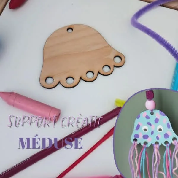 Support méduse bois à lacer activité motricité fine enfant