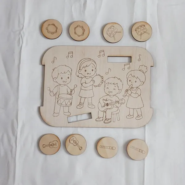 Insert Trofast thème musique avec jetons instruments en bois gravés