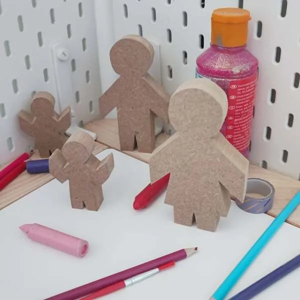 Personnages famille bois brut activité créative enfant DIY