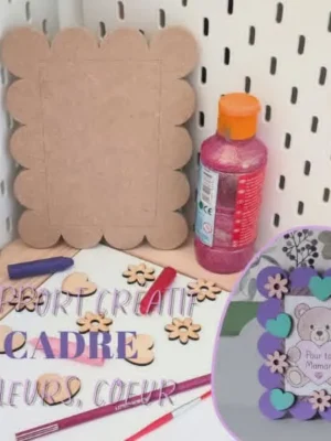 Support cadre bois fleurs cœur activité enfant DIY avant après