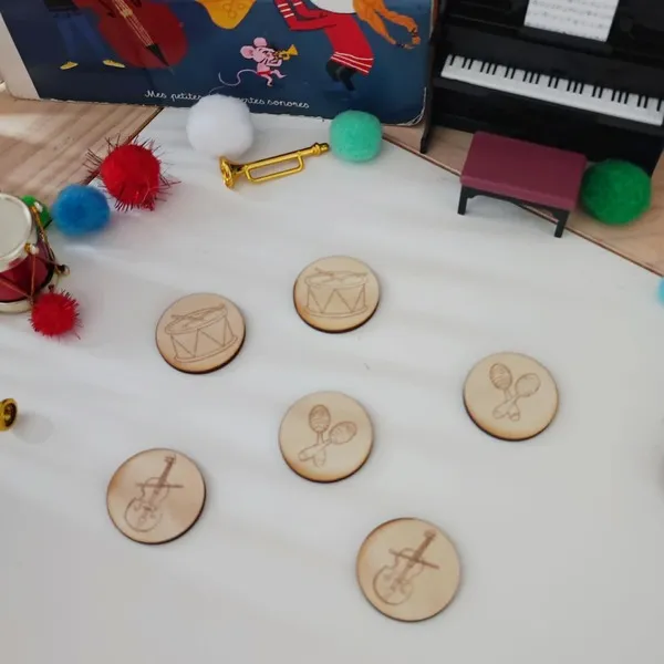 Jetons instruments de musique en bois pour insert Trofast thème musique