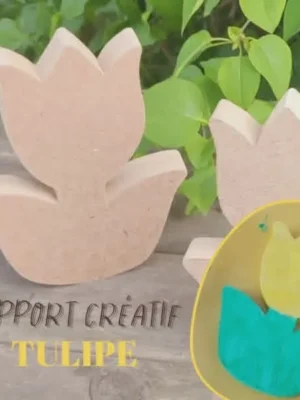 Support tulipe bois à décorer activité enfant avant après peinture