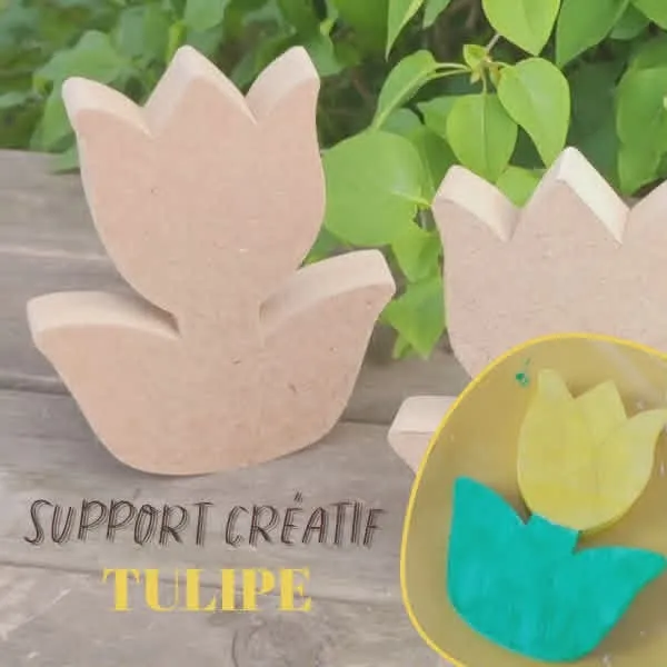 Support tulipe bois à décorer activité enfant avant après peinture